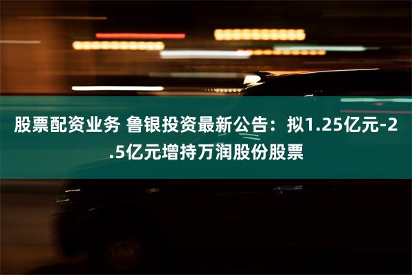 股票配资业务 鲁银投资最新公告：拟1.25亿元-2.5亿元增持万润股份股票